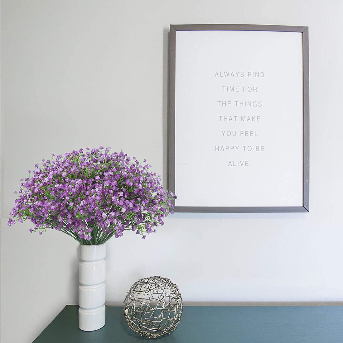 Artificial Baby Breath Real Touch Flower - Purple (20 inch, Pack of 4, Flower Bunch)