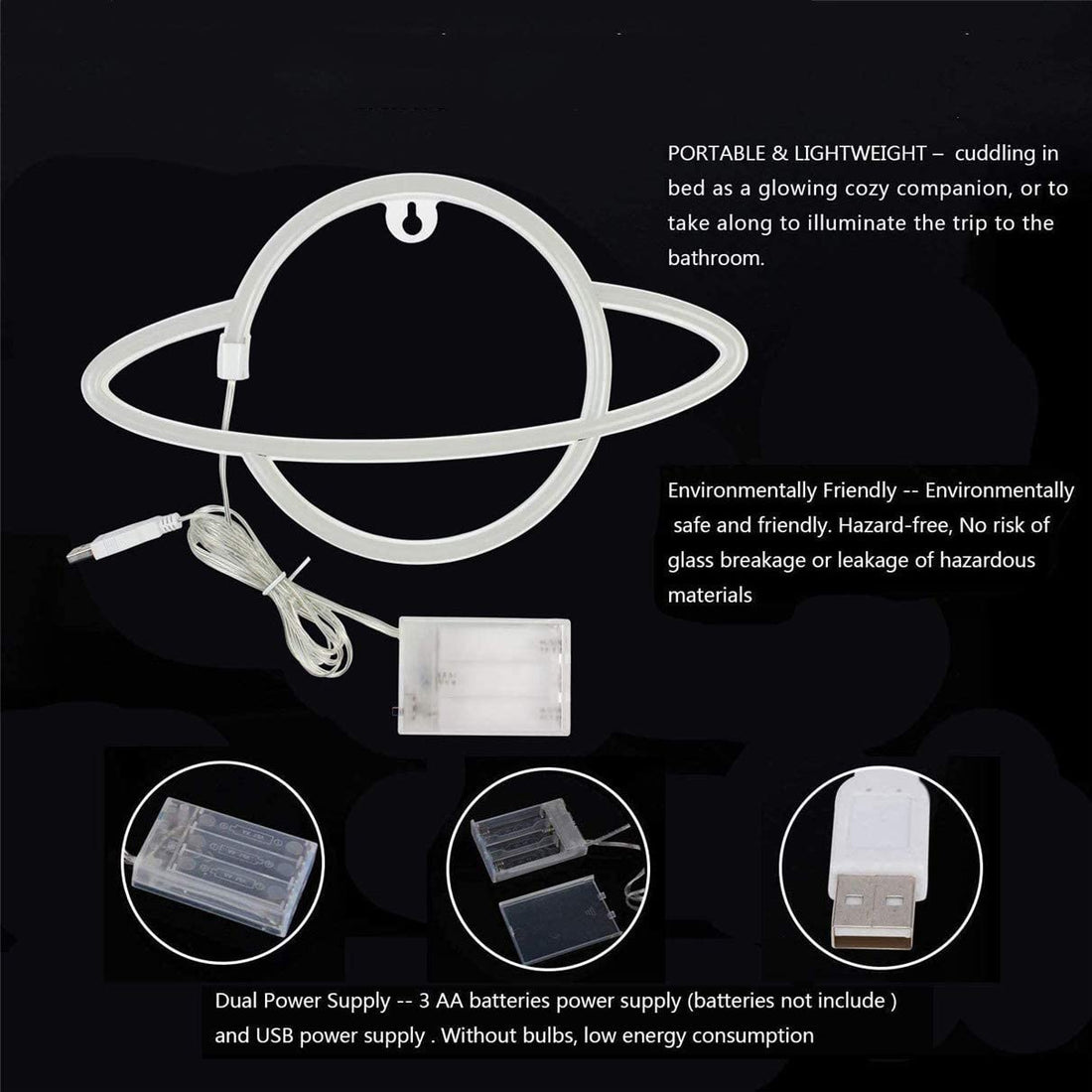 Planet Sign Led Neon Wall Light  ( Warm White & Blue )