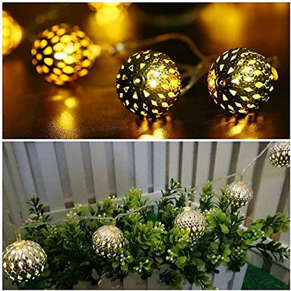 Solar Moroccan Balls Shaped String 15 Ft. 20 LED's Outdoor Garden Lights (Pack of 1)