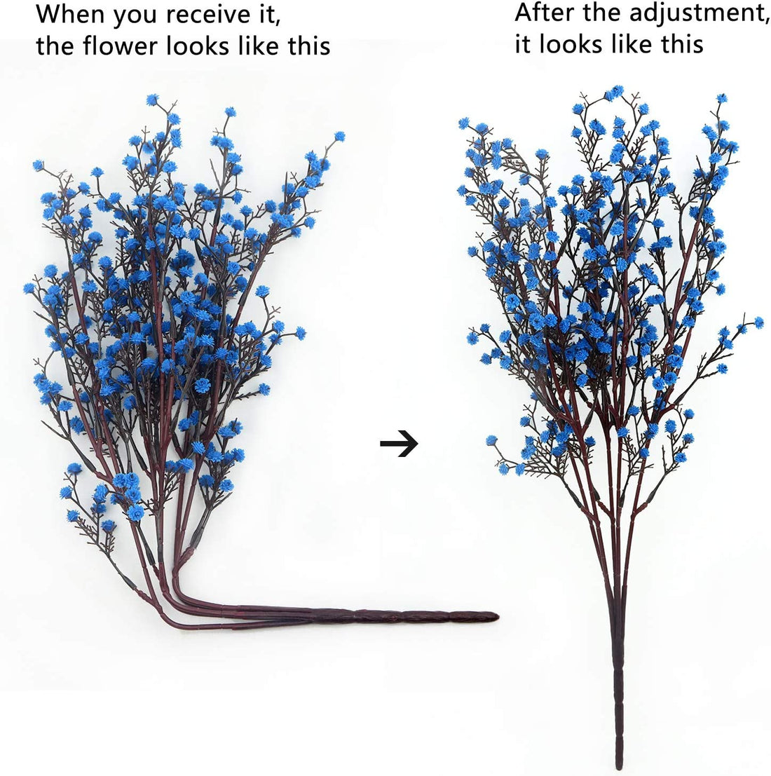 Artificial Baby Breath Real Touch Flowers -Blue (20 inch, Pack of 4, Flower Bunch)