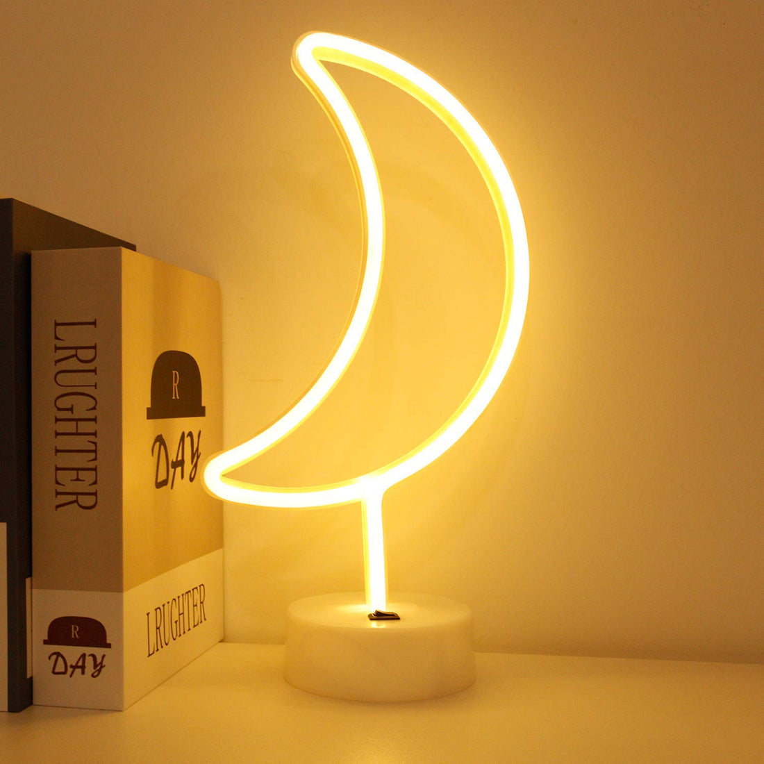 Moon Shaped Neon Light ( Warm White )