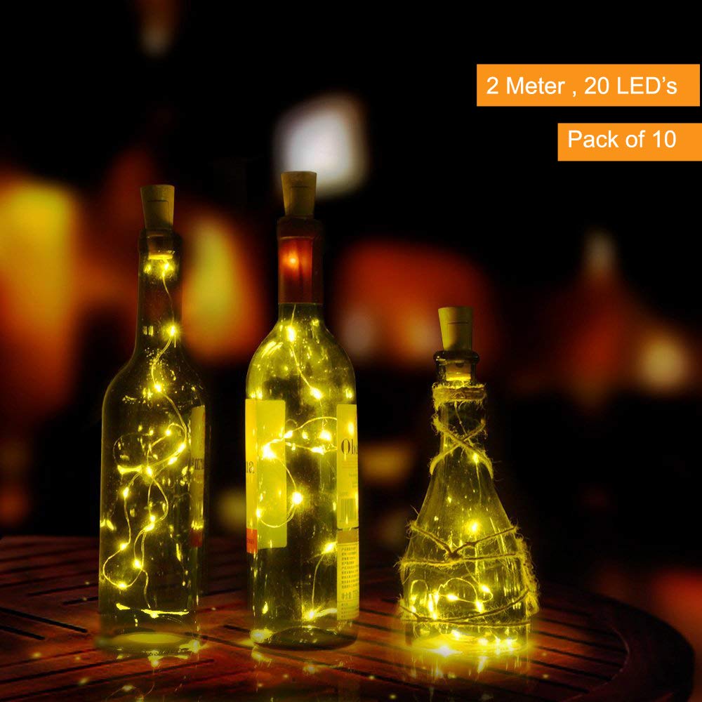 Cork Shaped Fairy String Light - Warm White - 2 Mtr (Pack of 10)