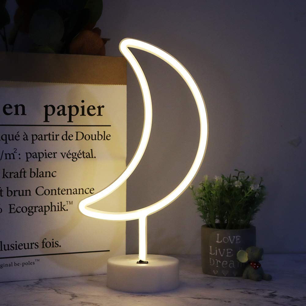 Moon Shaped Neon Light ( Warm White )