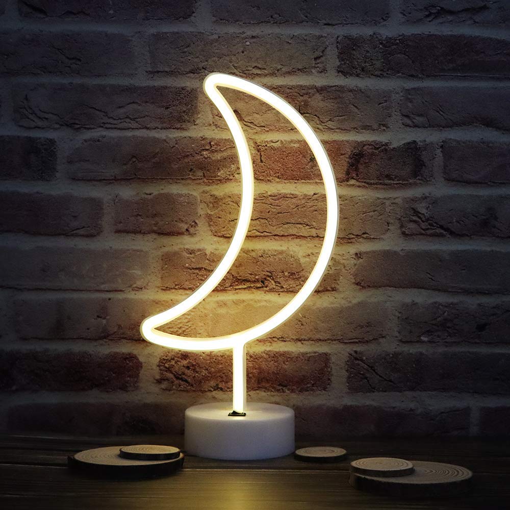 Moon Shaped Neon Light ( Warm White )