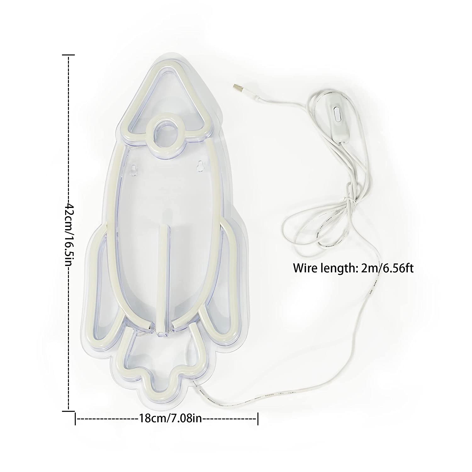 Rocket Shaped Neon Wall Light - ( Multicolor )