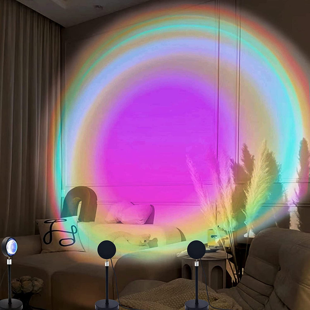 Exnemav Sunset Lamp Night Light - 16 Colors & 4 Modes Sunset Projection  Lamp with Remote, Color Changing Rainbow Sunlight Lamp, Romantic Visual Led