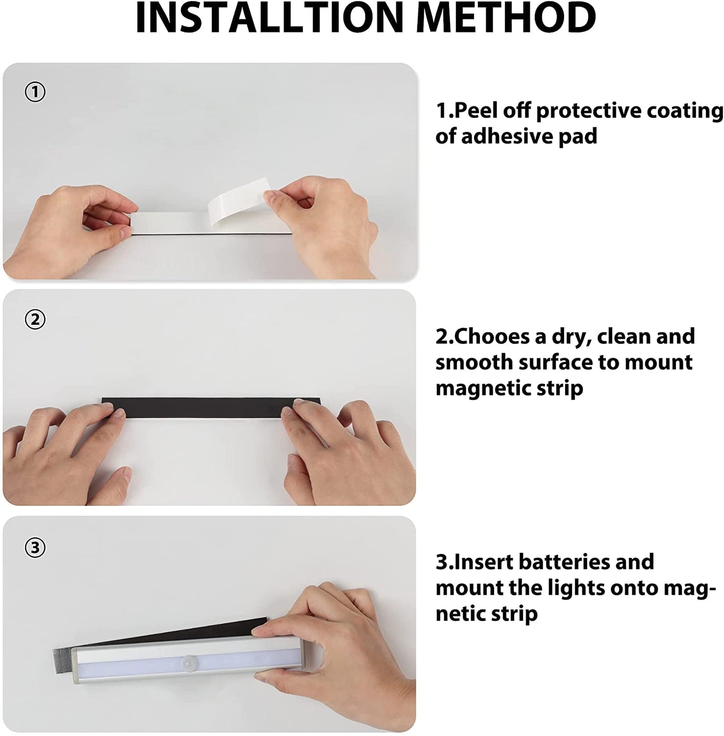 Xergy Motion Sensor Closet Lights, 10 Led Battery Powered Lights Led Under Cabinet Lighting Wireless Under Counter Light, Stick On Lights Motion,White