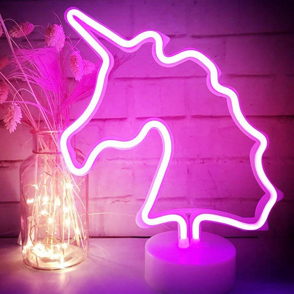 Neon Light Unicorn Shaped Pink Color with Holder Base (Pack of 1)