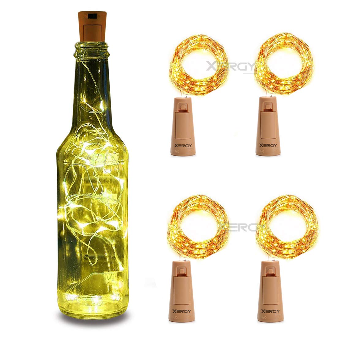 Fairy String Light Cork Shaped Warm White Bottle Light (Pack of 4)