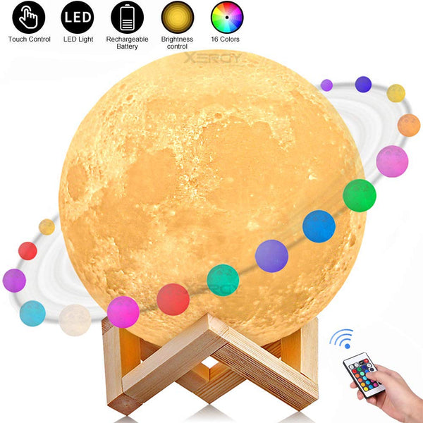 3D Moon Lamp 15 cm with 16 Colors Remote Control (Pack of 1)
