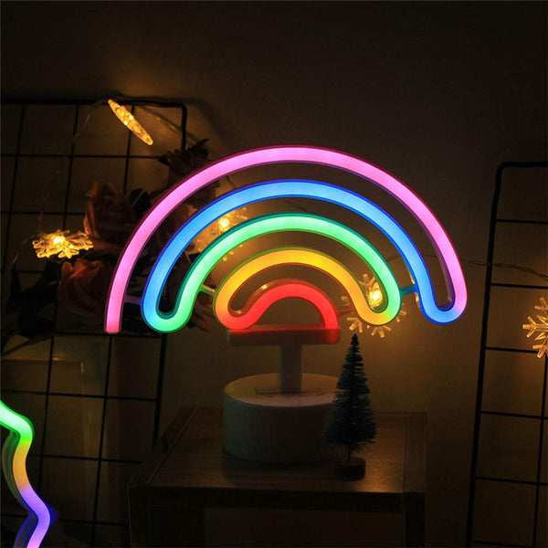 Neon Light Rainbow Shaped Multi Color with Holder Base (Pack of 1)