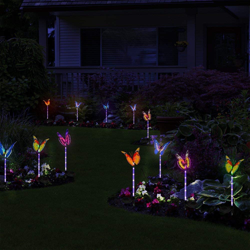 Solar Butterfly Outdoor Garden Lights Multi Color (Pack of 3)