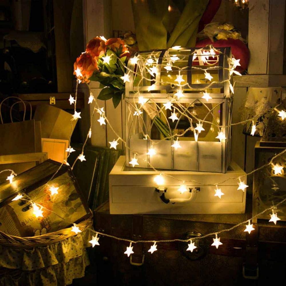 Xergy Acrylic String Star Fairy Led Light for Party & Home Indoor Outdoor Diwali Light for Decoration (Battery Powered - 50 Stars)