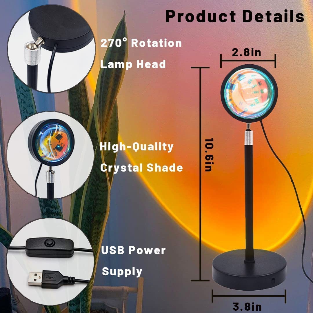 Sunset Lamp Sunset Projection Lamp Sunset Night Light Romantic Sunset Projection Lamp  (16 Colors with remote)