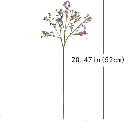 HomeXO Artificial Baby Breath 5 Pcs Purple color Real Touch Flowers Height 20" for for Vases Bouquets Indoor Outdoor Home Kitchen Office Table Centerpieces Arrangement Decoration (Purple 5 Pcs)