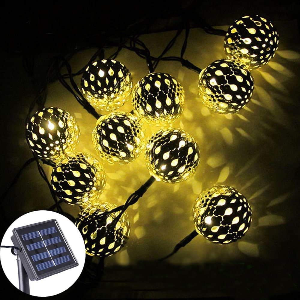 Solar Moroccan Balls Shaped String 15 Ft. 20 LED's Outdoor Garden Lights (Pack of 1)