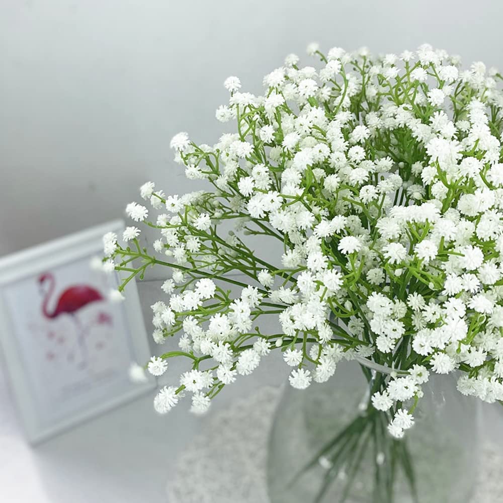 Artificial Baby Breath Real Touch Flowers - White (20 inch, Pack of 4, Flower Bunch)