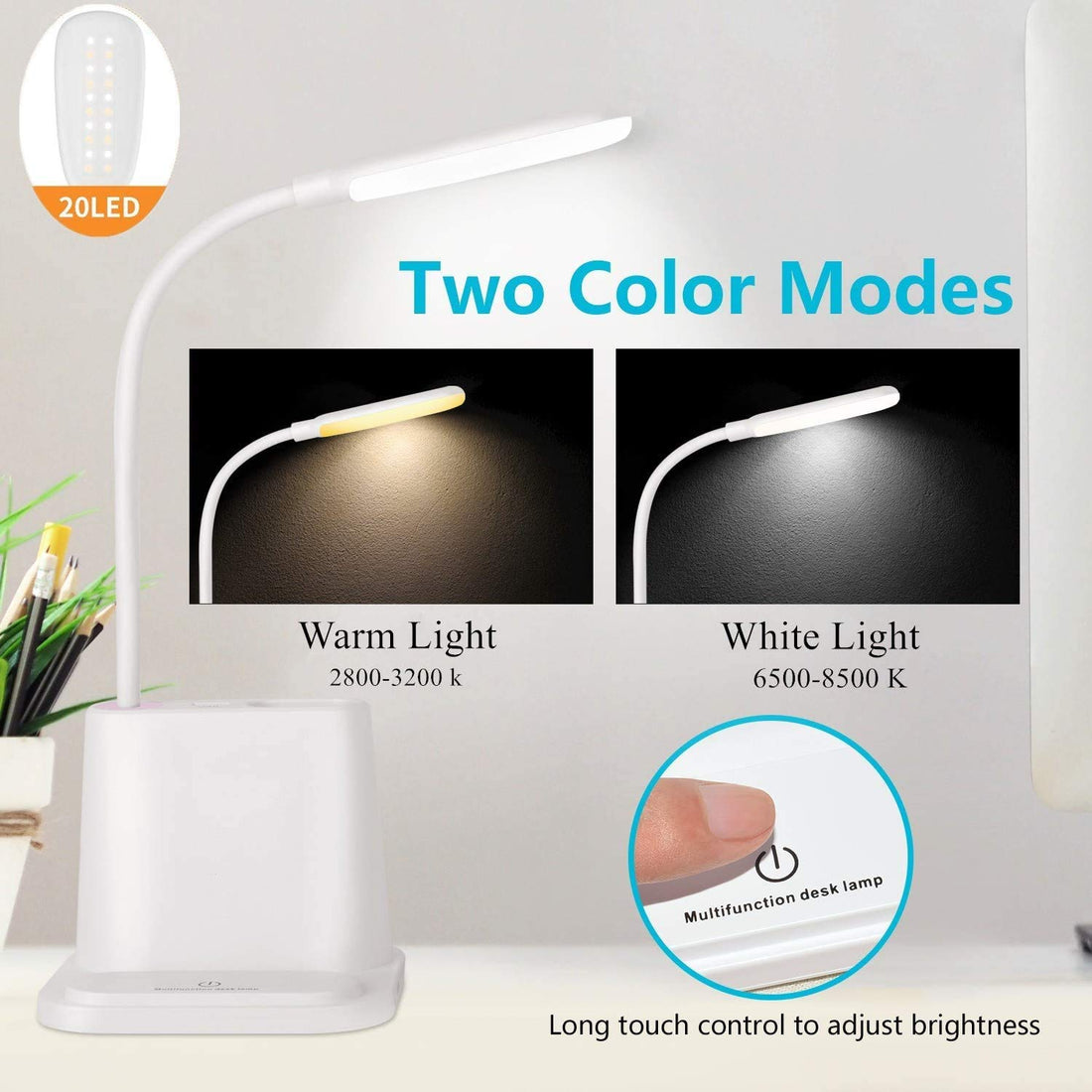Multifunctional LED Table Lamp ( 12.8 inch, White )