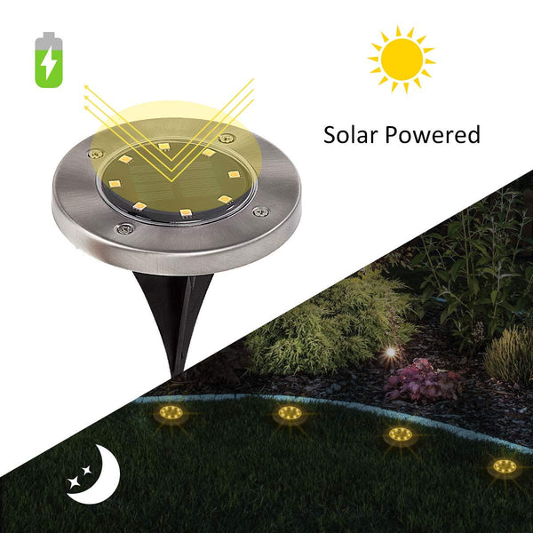 Solar Ground Lights, LED Solar Powered Deck Lights (Pack of 4)