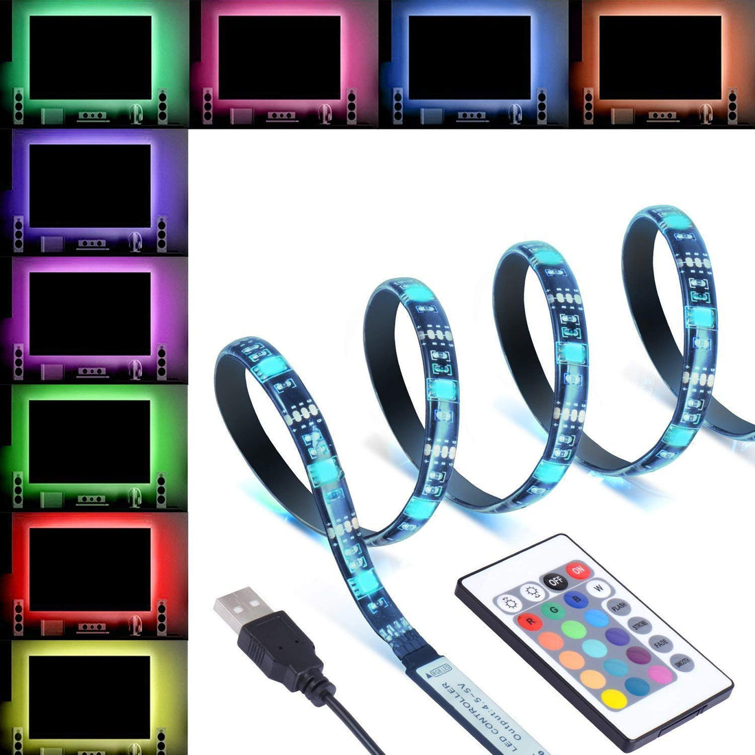 90 LED Strip Light For TV Backlight With Remote - Multicolor - 3 Meter