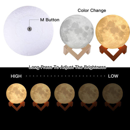 3D Moon Lamp 10 cm with Touch Control 2 Colors (Pack of 1)