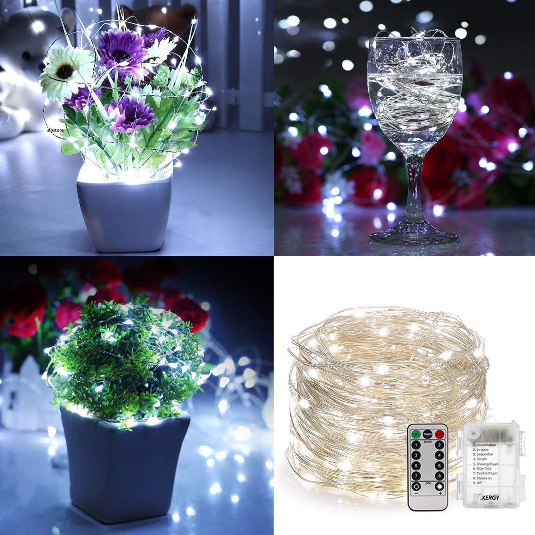 String Lights 10 M 100 LED's Battery Box and Remote Cool White (Pack of 1)