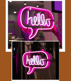 Neon Light Wall Art Sign 17” x 12” inch Hello Sign LED Word Bubble (Pack of 1)