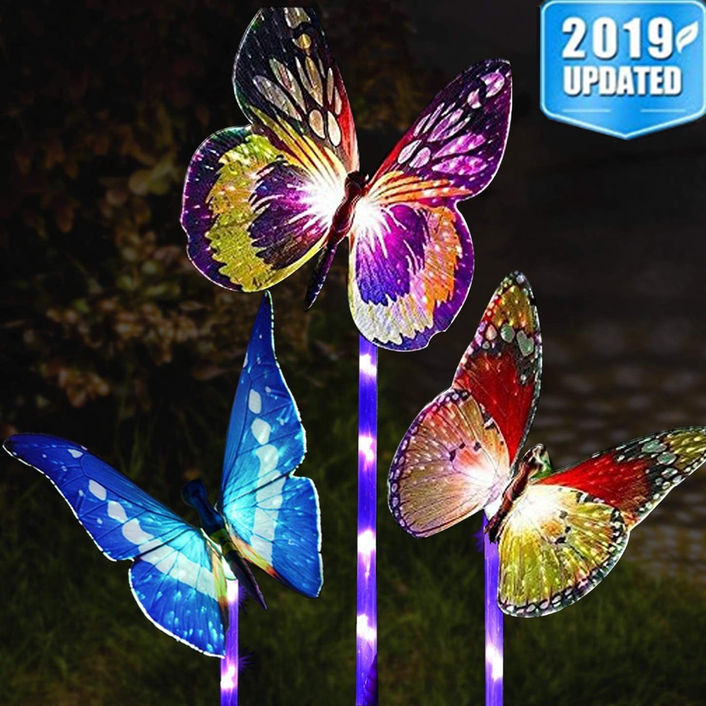 Solar Butterfly Outdoor Garden Lights Multi Color (Pack of 3)