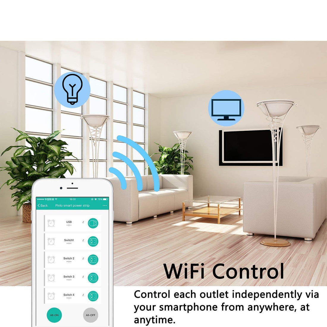 Smart Power Strip, Wi-Fi Surge Protector USB Ports Home Automation (Pack of 1)