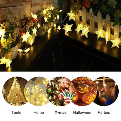 Xergy Acrylic String Star Fairy Led Light for Party & Home Indoor Outdoor Diwali Light for Decoration (Battery Powered - 50 Stars)