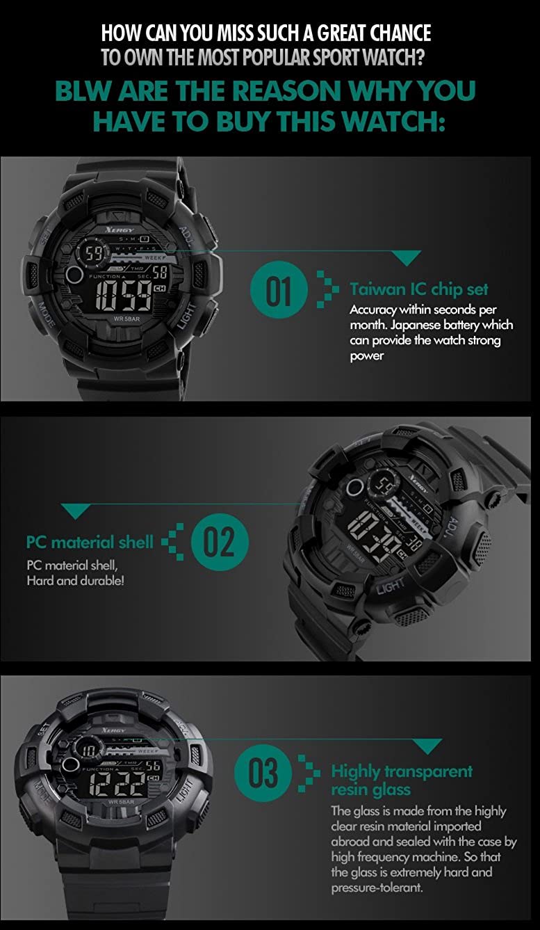 Heavyweight Chronograph Dual Time Trendy Sports Watch For Boys (5001-3)