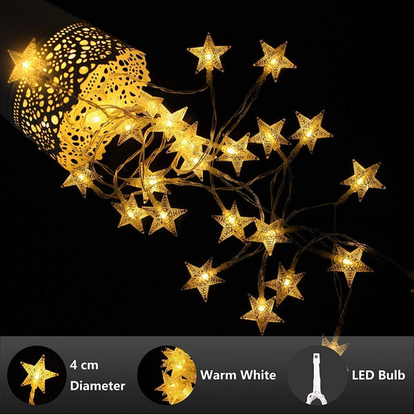 Xergy Acrylic String Star Fairy Led Light for Party & Home Indoor Outdoor Diwali Light for Decoration (Battery Powered - 50 Stars)