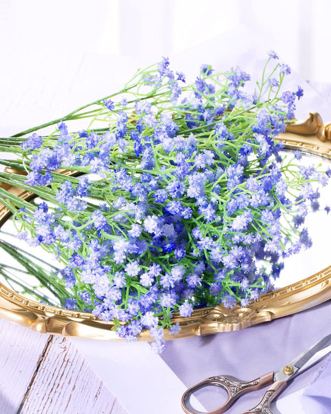 Xergy Artificial Baby Breath 5 Pcs Light Blue color Real Touch Flowers Height 20" for for Vases Bouquets Indoor Outdoor Home Kitchen Office Table Centerpieces Arrangement Decoration (Light Blue 5 Pcs)