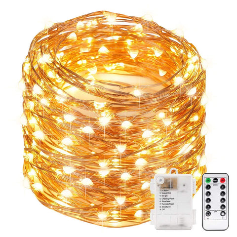 String Lights 10 M 100 LED's Battery Box and Remote Warm White (Pack of 1)