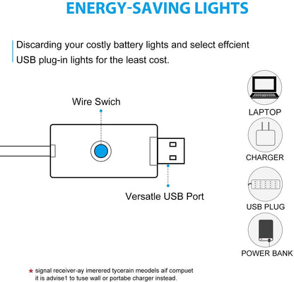 USB Powered Fairy Starry String Light 10 M 100 LED's Light Waterproof Cool White 8 Mode Settings (Pack Of 1)