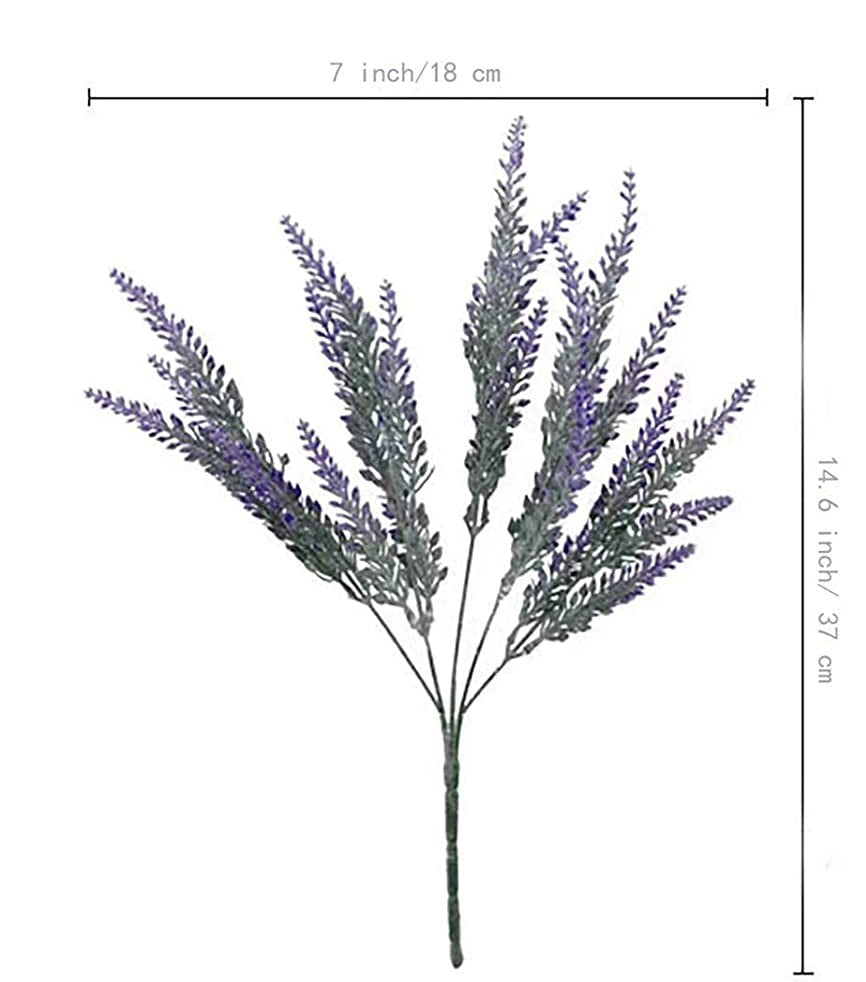 HomeXO Lavender Artificial Flowers Wild Purple 4 pcs  Height 14.6 " Fake Plants for Vases Bouquets Indoor Outdoor Home Kitchen Office Table Centerpieces Arrangement Decoration