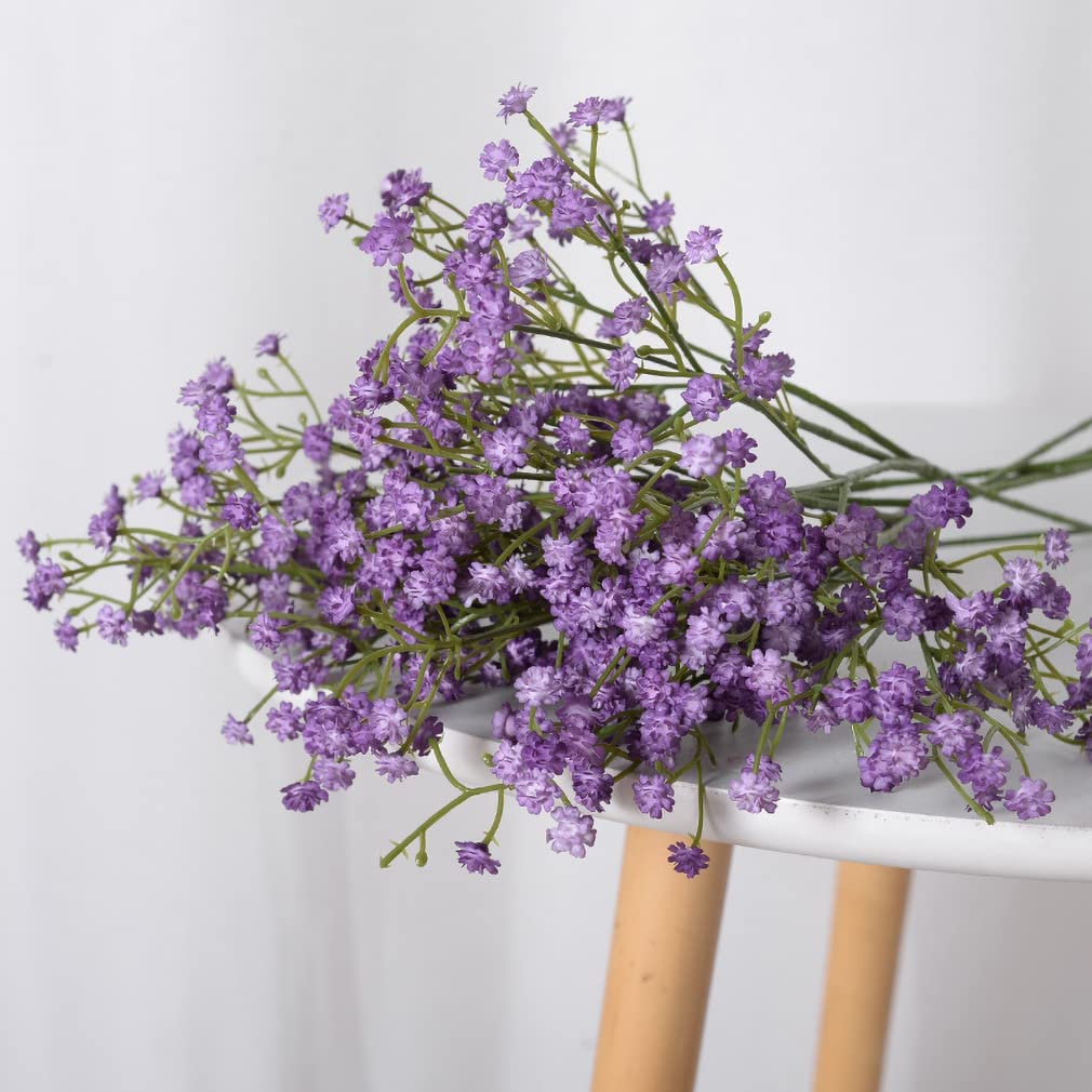 Artificial Baby Breath Real Touch Flower - Purple (20 inch, Pack of 4, Flower Bunch)