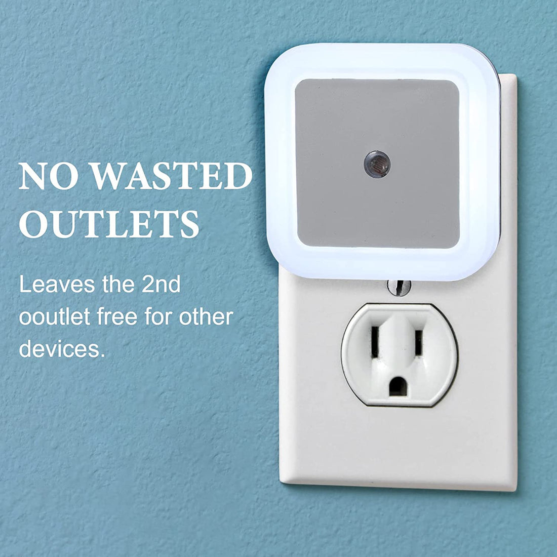 Plug-in LED Night Light With Auto Dusk-To-Dawn Sensor ( Square, White )