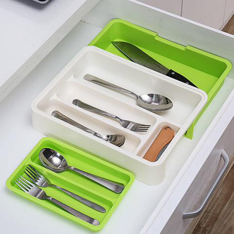 Utensil Drawer Organizer - Adjustable ABS Storage Boxes Cutlery Tray (Pack of 1)