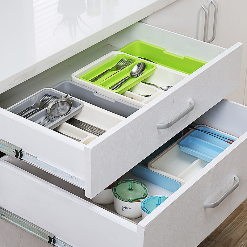 Utensil Drawer Organizer - Adjustable ABS Storage Boxes Cutlery Tray (Pack of 1)