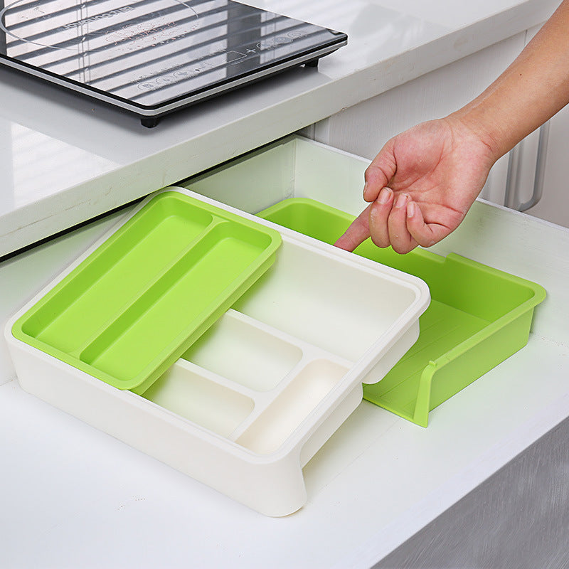 Utensil Drawer Organizer - Adjustable ABS Storage Boxes Cutlery Tray (Pack of 1)