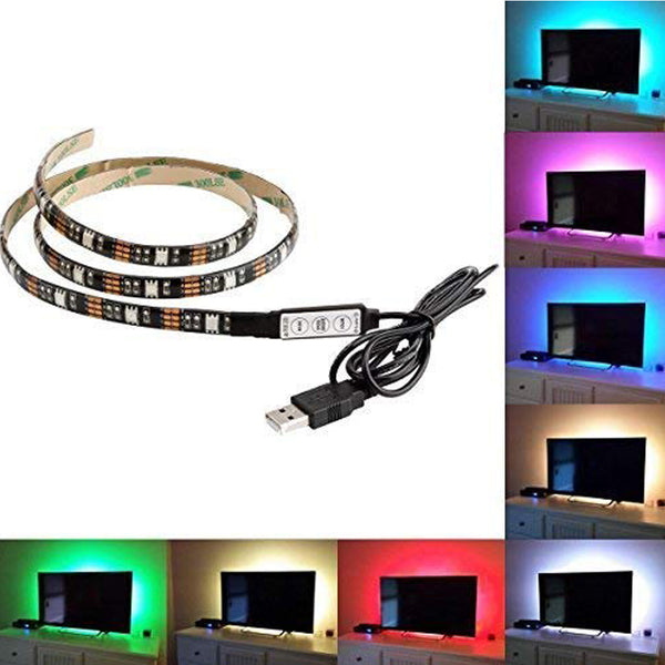 LED Flexible Strip Light Multi Color 5V USB Powered Mini Controller (1 Meter)