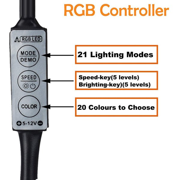 LED Flexible Strip Light Multi Color 5V USB Powered Mini Controller (3 Meter)