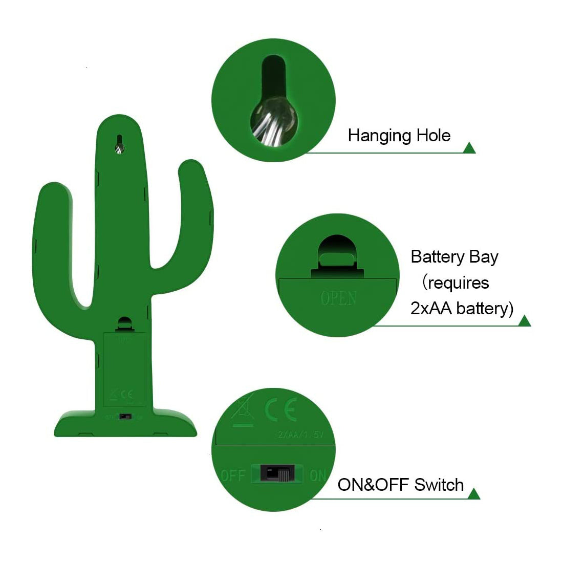 Marquee Light Cactus Shaped Green Color (Pack of 1)