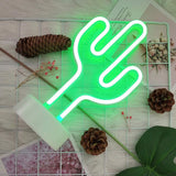 Neon Light Cactus Shaped Green Color with Holder Base (Pack of 1)