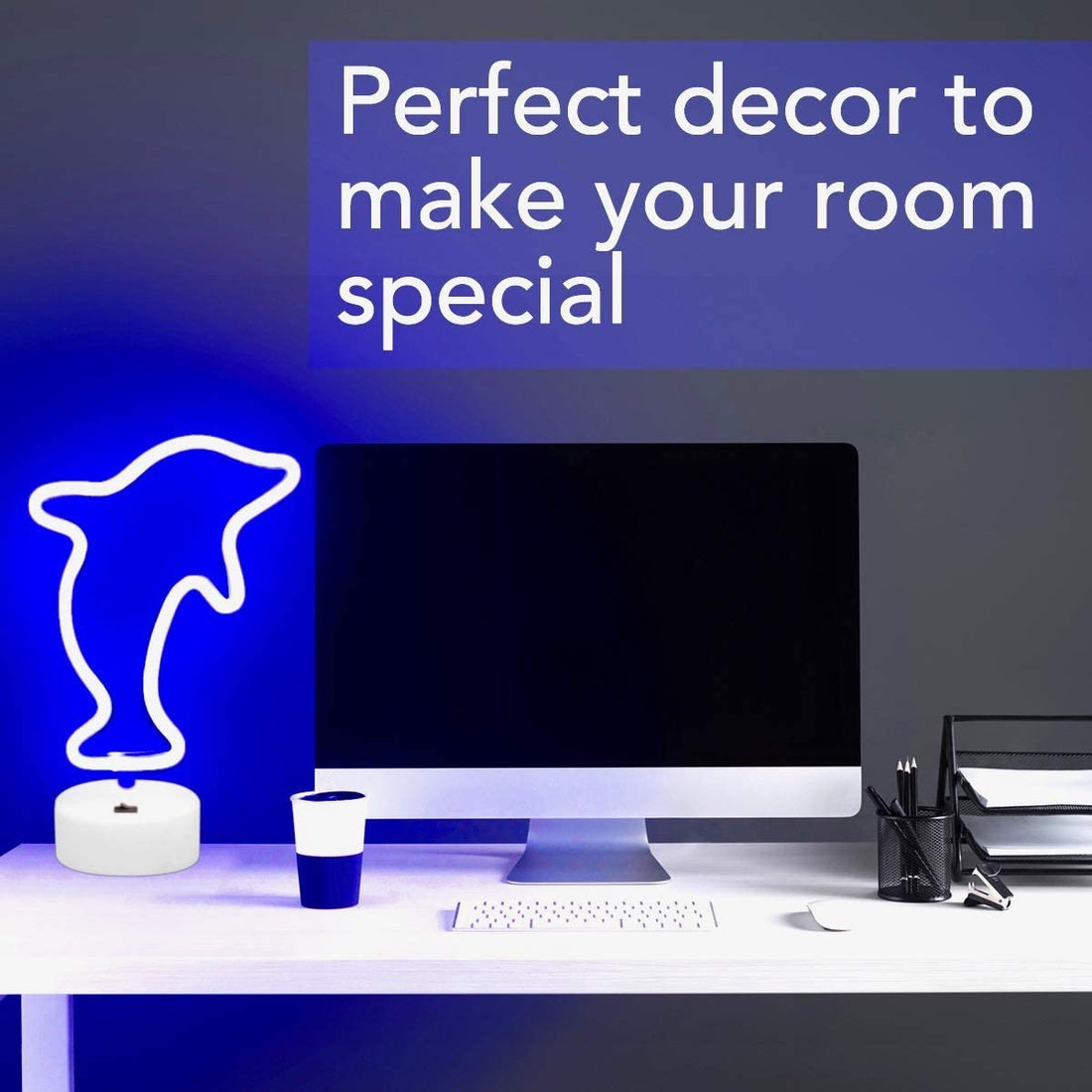 Dolphin Shaped Neon Light ( Blue )