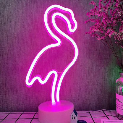 Neon Light Flamingo Shaped Pink Color With Holder Base (Pack of 1)