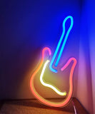 Neon Light Wall Art Sign "Guitar" Shaped Multi Color (Pack Of 1)