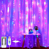Curtain String Light For Window 300 LED 8 Lighting Modes Fairy Lights Remote Control USB Powered Waterproof Lights - MULTI