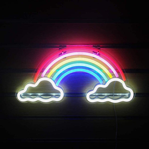 Neon Light Wall Art Sign "Rainbow & Cloud" Shaped Multi Color (Pack of 1)